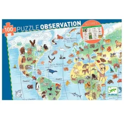 Puzle Observación 100 piezas Animales del mundo - Djeco