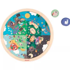 Puzle reversible de observación día, noche y estaciones - Janod