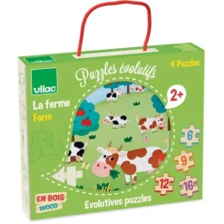 Puzles evolutivos de madera granja (4) - Vilac