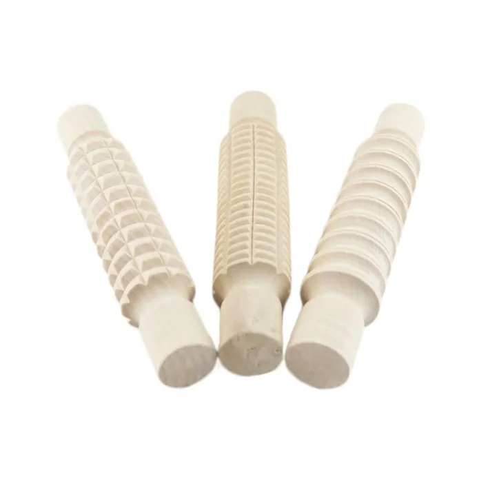 Rodillos de madera con texturas para plastilina y arena (3) - Deukaliptus