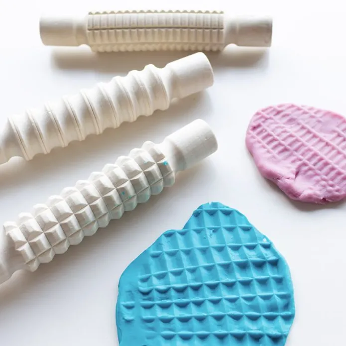 Rodillos de madera con texturas para plastilina y arena (3) - Deukaliptus
