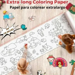 Rollo de papel adhesivo para colorear 3 metros Animales - Jarmelo