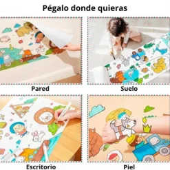 Rollo de papel adhesivo para colorear 3 metros Animales - Jarmelo