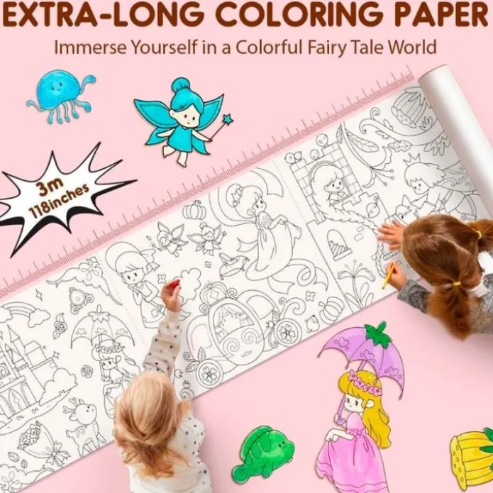 Rollo de papel adhesivo para colorear 3 metros Cuentos - Jarmelo