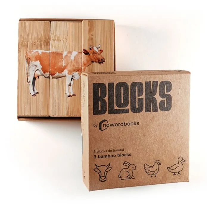 Rompecabezas 3 bloques de madera Animales de la granja - Nowordbooks