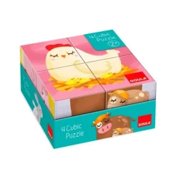 Rompecabezas con 4 cubos Animales de la granja - Goula
