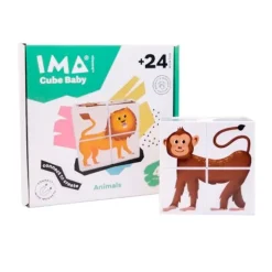 Rompecabezas con 4 cubos magnéticos Animales salvajes Ima Cube Baby - Braintoys