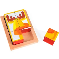 Rompecabezas de 6 cubos de madera Animales - Janod