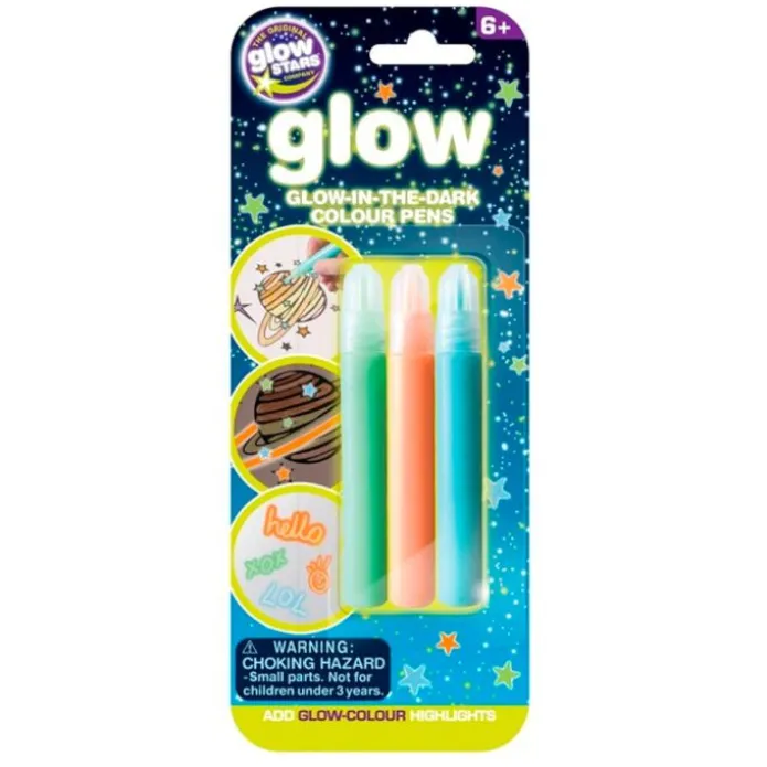 Rotuladores verde, naranja y azul que brillan en la oscuridad Glow - Brainstorm