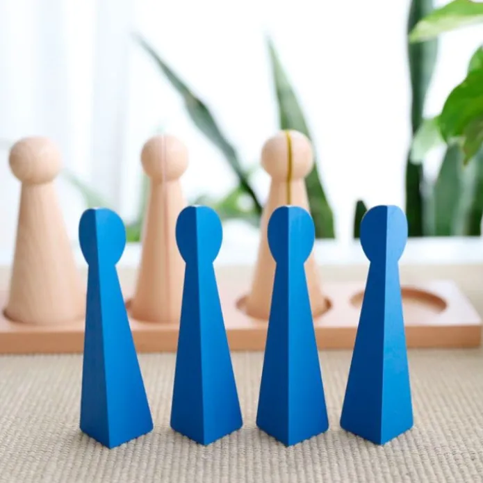 Set 4 bolos de madera fracciones con bandeja - Montessori