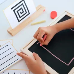 Set de bandeja y pizarra de madera multisensorial de pre-escritura - Akros