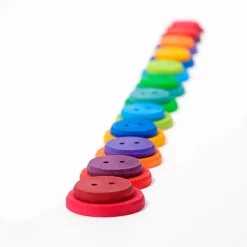 Set de 24 botones de madera grandes y 2 cordones - Grimm's
