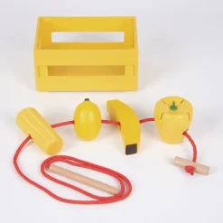 Set de 5 cajas con 20 frutas y verduras de madera para coser - TickiT