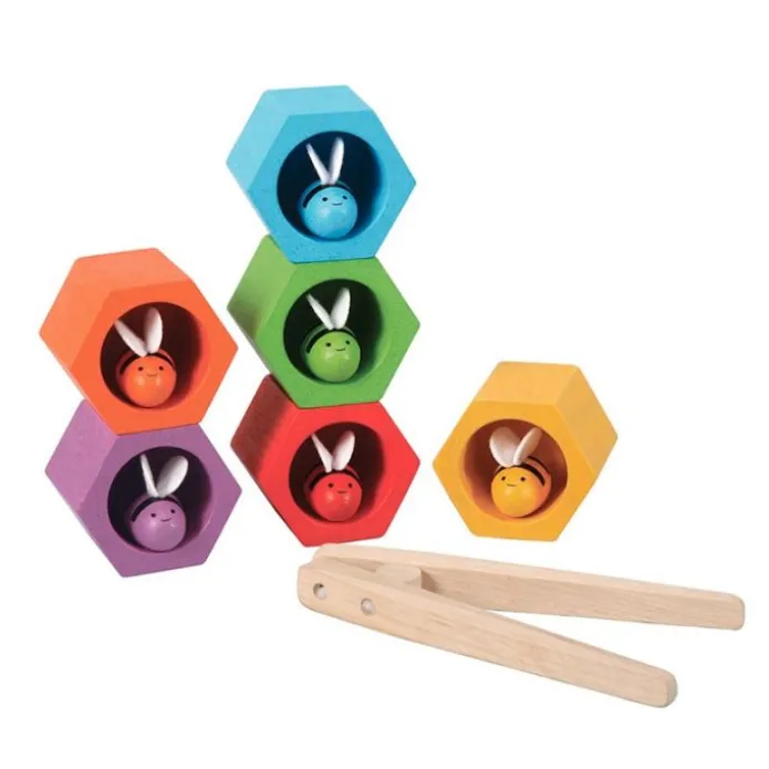 Set de clasificación de madera 6 colmenas con abejas arcoíris - PlanToys