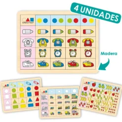 Set de lógica Play 1 con 4 bandejas de madera - Akros
