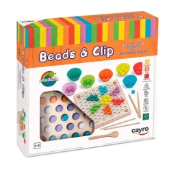 Set de madera para clasificar con bolas, pinzas, cuchara y palillos - Cayro