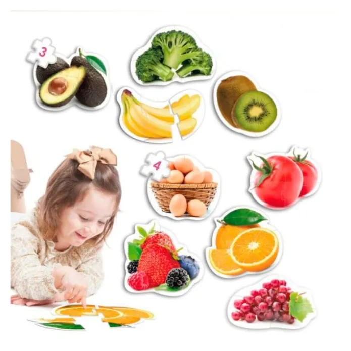 Set de 9 maxi puzles siluetas: Alimentos sanos - Akros