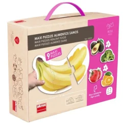 Set de 9 maxi puzles siluetas: Alimentos sanos - Akros