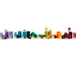 Set de muñecos La y tubos de madera de colores (36) - Grapat
