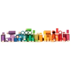Set de muñecos Lola y tubos de madera de colores (72) - Grapat
