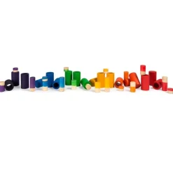 Set de muñecos Lo y tubos de madera de colores (36) - Grapat
