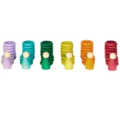 Set de muñecos Nins®, anillas y monedas de madera colores pastel - Grapat