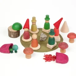 Set de muñecos Nins®, Magos, setas, saquitos y formas de madera - Grapat