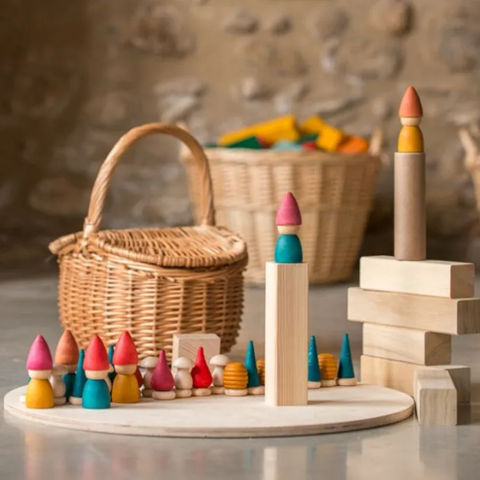 Set de muñecos Nins® Tomten y formas de madera - Grapat