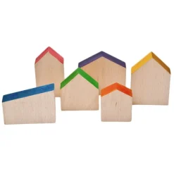 Set de muñecos Nins® y casas de madera colores arcoíris - Grapat