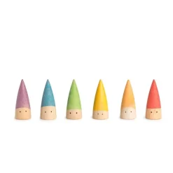 Set de 6 muñecos palos bebés de madera y 6 tubos de cartón - Grapat