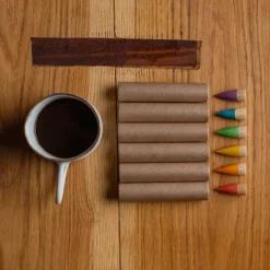 Set de 6 muñecos palos bebés de madera y 6 tubos de cartón - Grapat