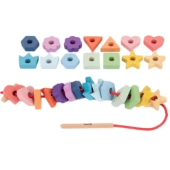 Set de 28 piezas de madera y cordón para coser y enhebrar - TickiT