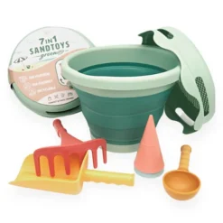 Set de playa compacto verde con 7 piezas Bioplástico - CompacToys