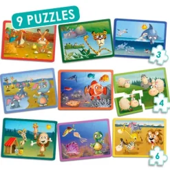 Set de 9 puzles: Animales - Akros