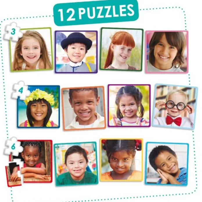 Set de 12 puzles: niños felices del mundo - Akros