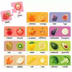 Set de 12 puzles vocabulario frutas y verduras 48 piezas - Diset
