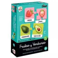 Set de 12 puzles vocabulario frutas y verduras 48 piezas - Diset