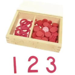 Set números y contadores de madera - Montessori