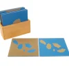 Set 10 tarjetas de madera accidentes geográficos de lija - Montessori