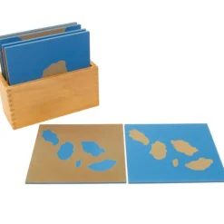 Set 10 tarjetas de madera accidentes geográficos de lija - Montessori