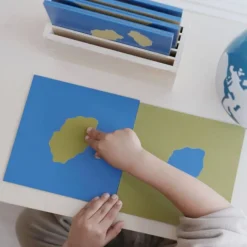 Set 10 tarjetas de madera accidentes geográficos de lija - Montessori