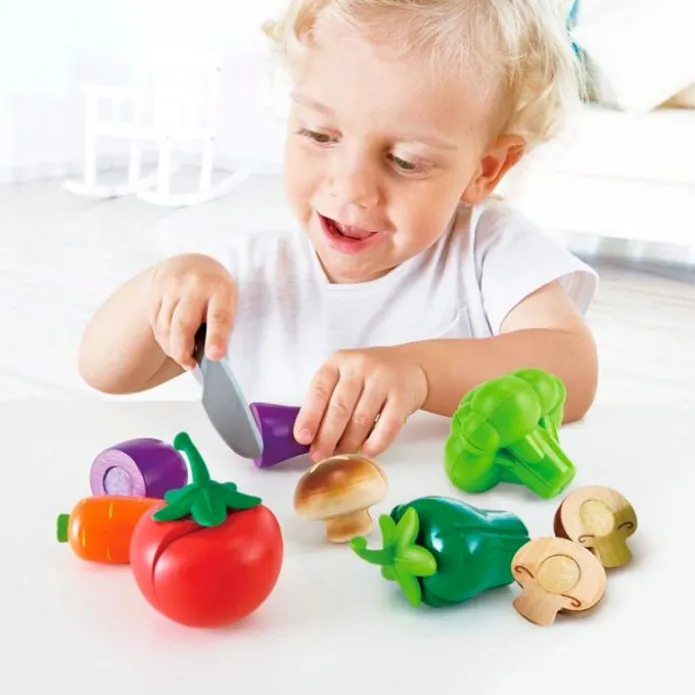 Set verduras y cuchillo de madera para cortar - Hape
