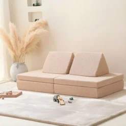 Sofá modular de espuma Teddy Beige para motricidad, juego libre y construcción - Hakuna Matte