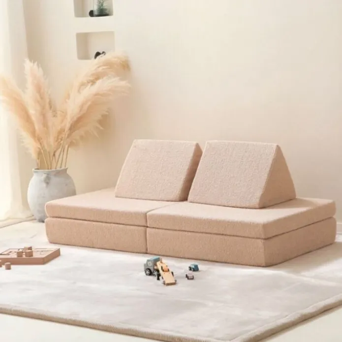 Sofá modular de espuma Teddy Beige para motricidad, juego libre y construcción - Hakuna Matte