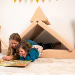 Sofá modular de espuma Teddy Beige para motricidad, juego libre y construcción - Hakuna Matte