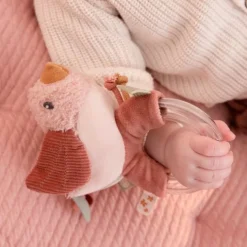 Sonajero de peluche con anillo Pajarito - Little Dutch