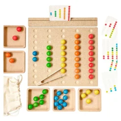 Super pack de madera para clasificar bolas de colores con pinzas - Panaram