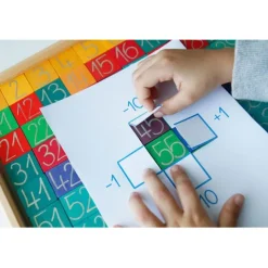 Tabla con fichas de madera para multiplicar y contar - Grimm's