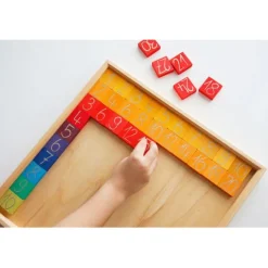 Tabla con fichas de madera para multiplicar y contar - Grimm's