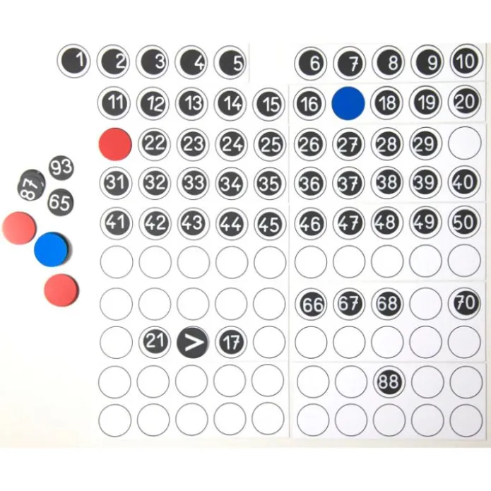 Tabla del 100 magnética con números, signos y fichas - Wissner